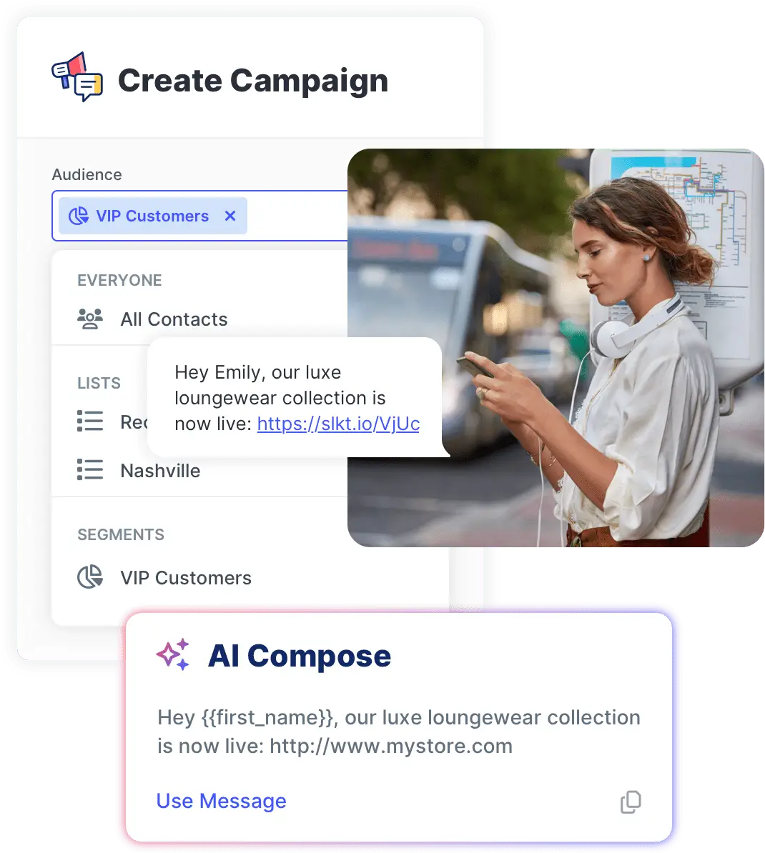Mass texting to ten or ten million.